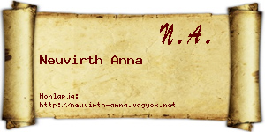 Neuvirth Anna névjegykártya